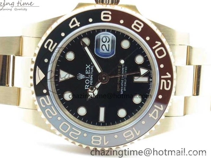 AAA Replica Watches CHNR Comfortable A 1:1 on 316L Master Steel 126715 Black Dial 2961 Brown Best Bracelet Edition Ceramic GMT Black GMF II RG 0123